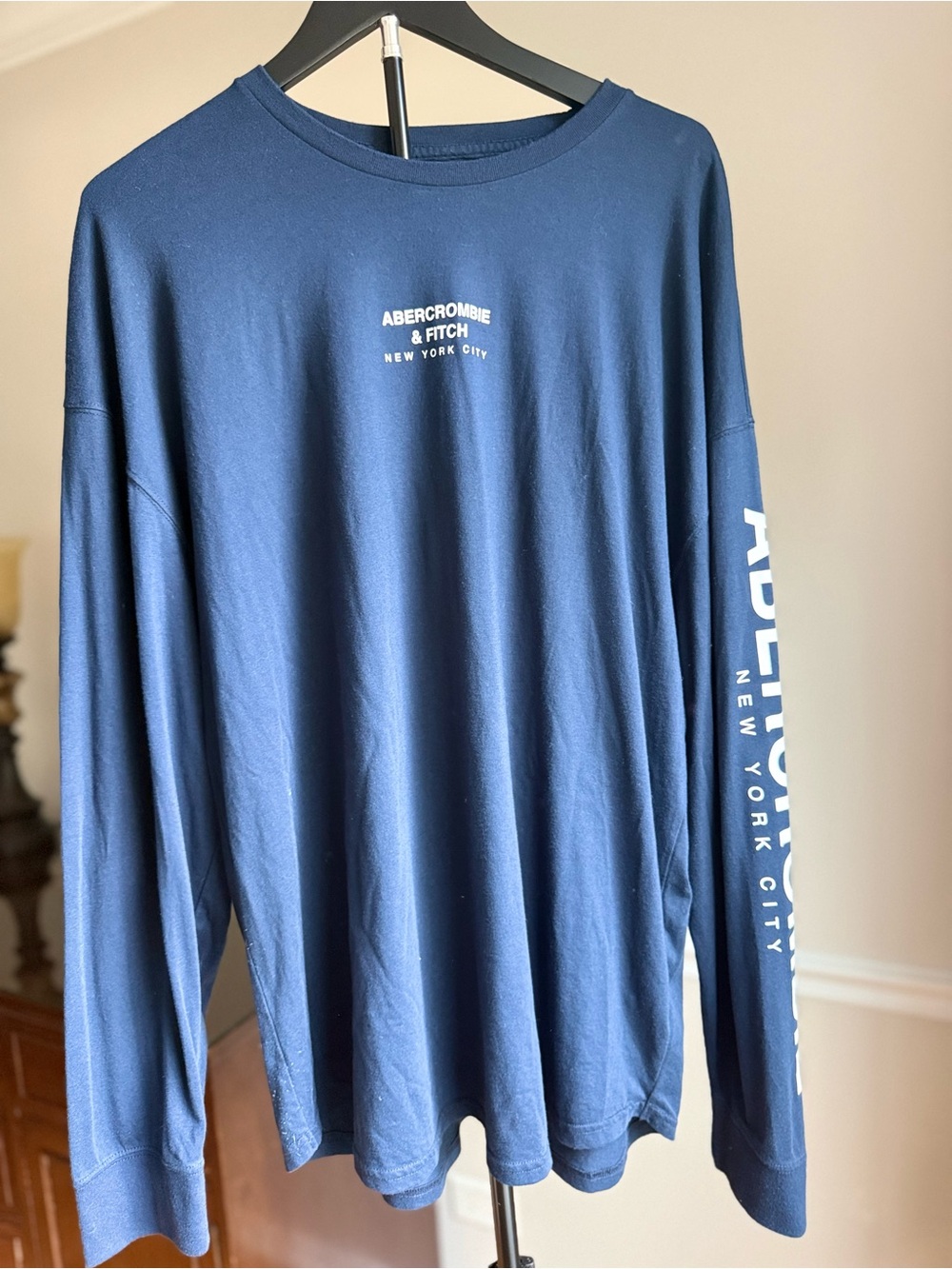 Abercrombie & Fitch Navy Long-Sleeve Logo Tee XXL